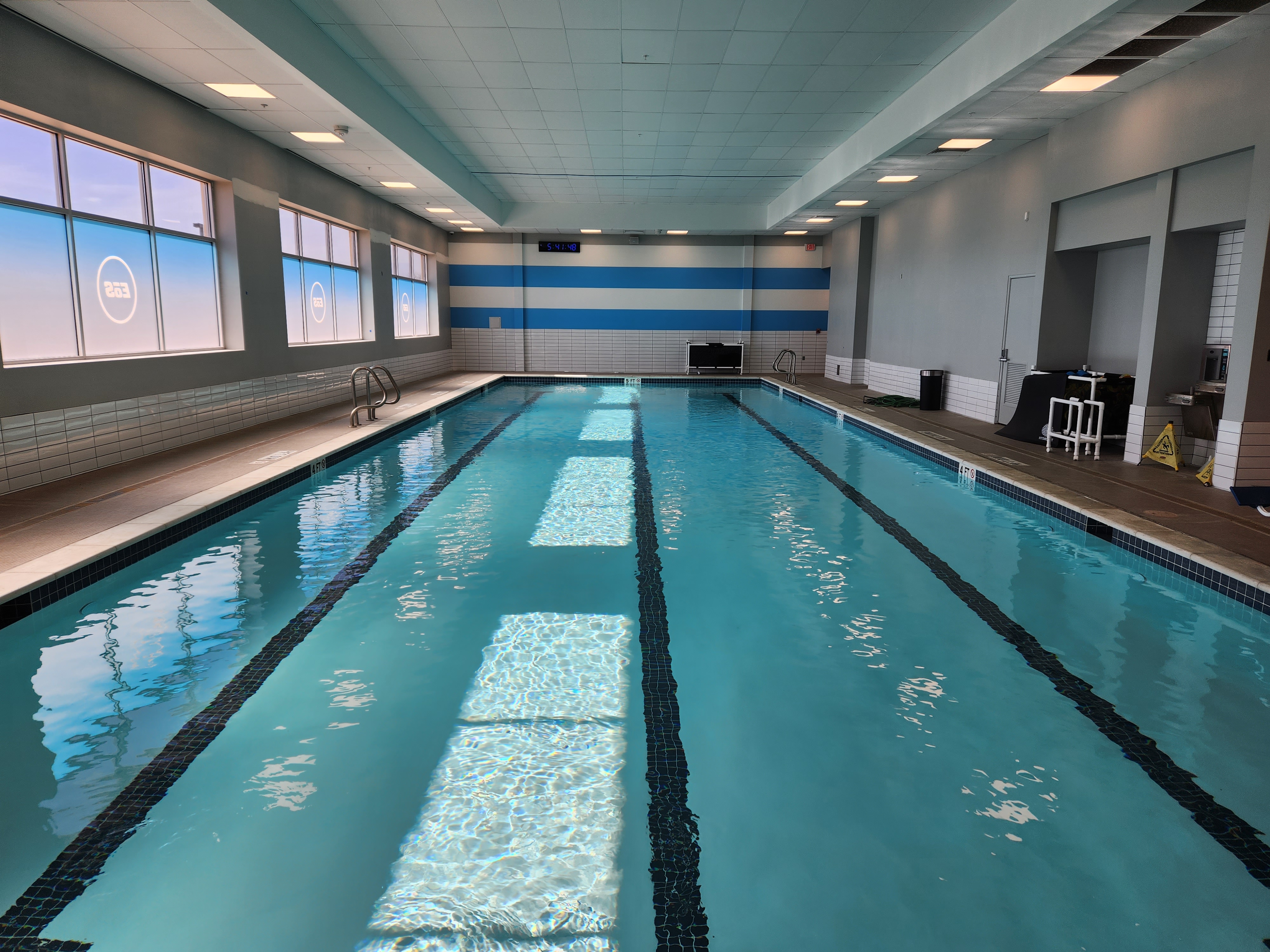 Completed commercial indoor lap pool and fitness facility in Plano, Texas