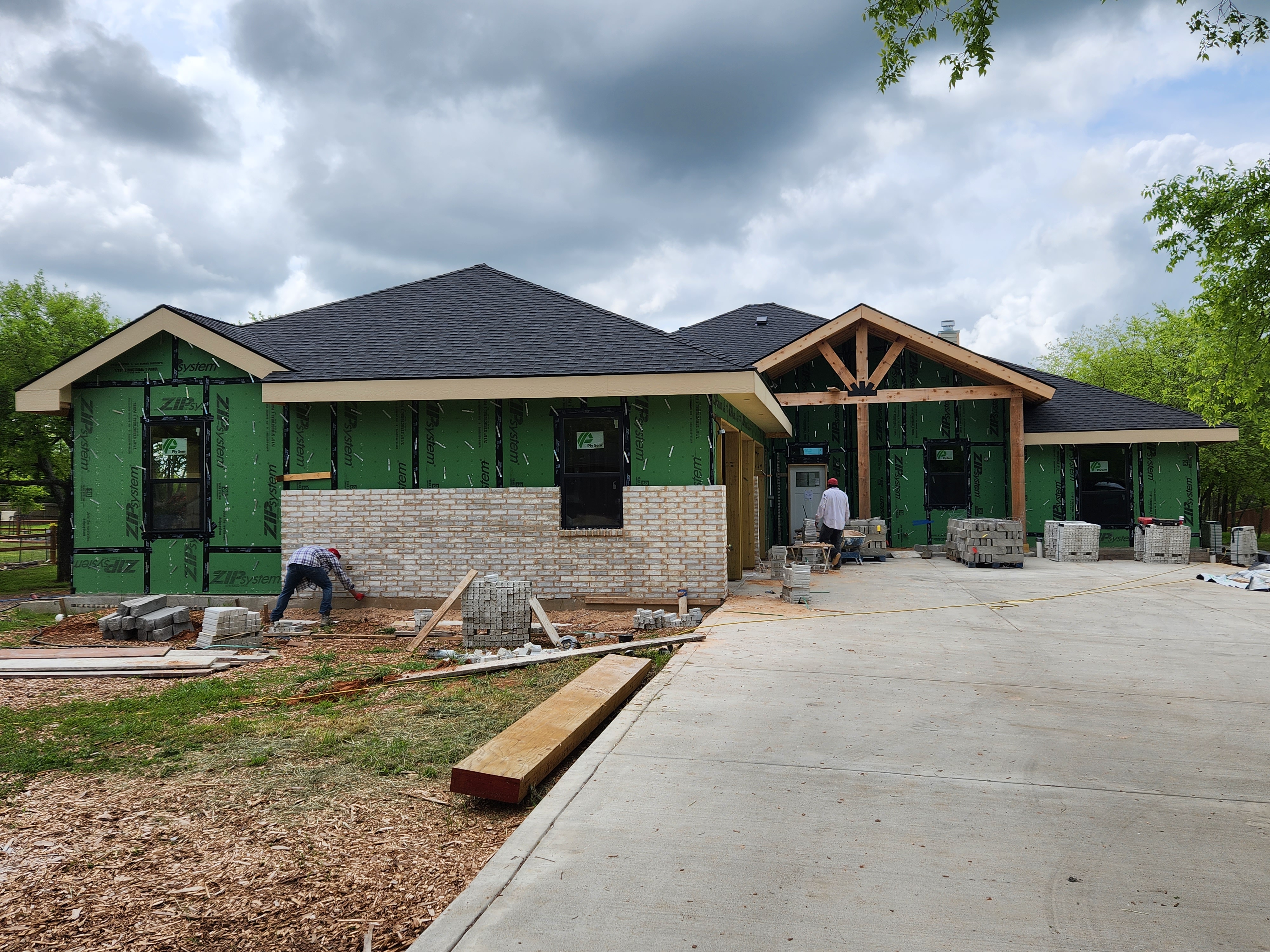 Structural framing shell package at dry-in in Prosper, Texas
